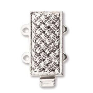 Rhodium Plated 2 Strand Crosshatch Box Clasp 19x6mm Elegant Elements New In Pack